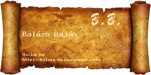 Balázs Baján névjegykártya